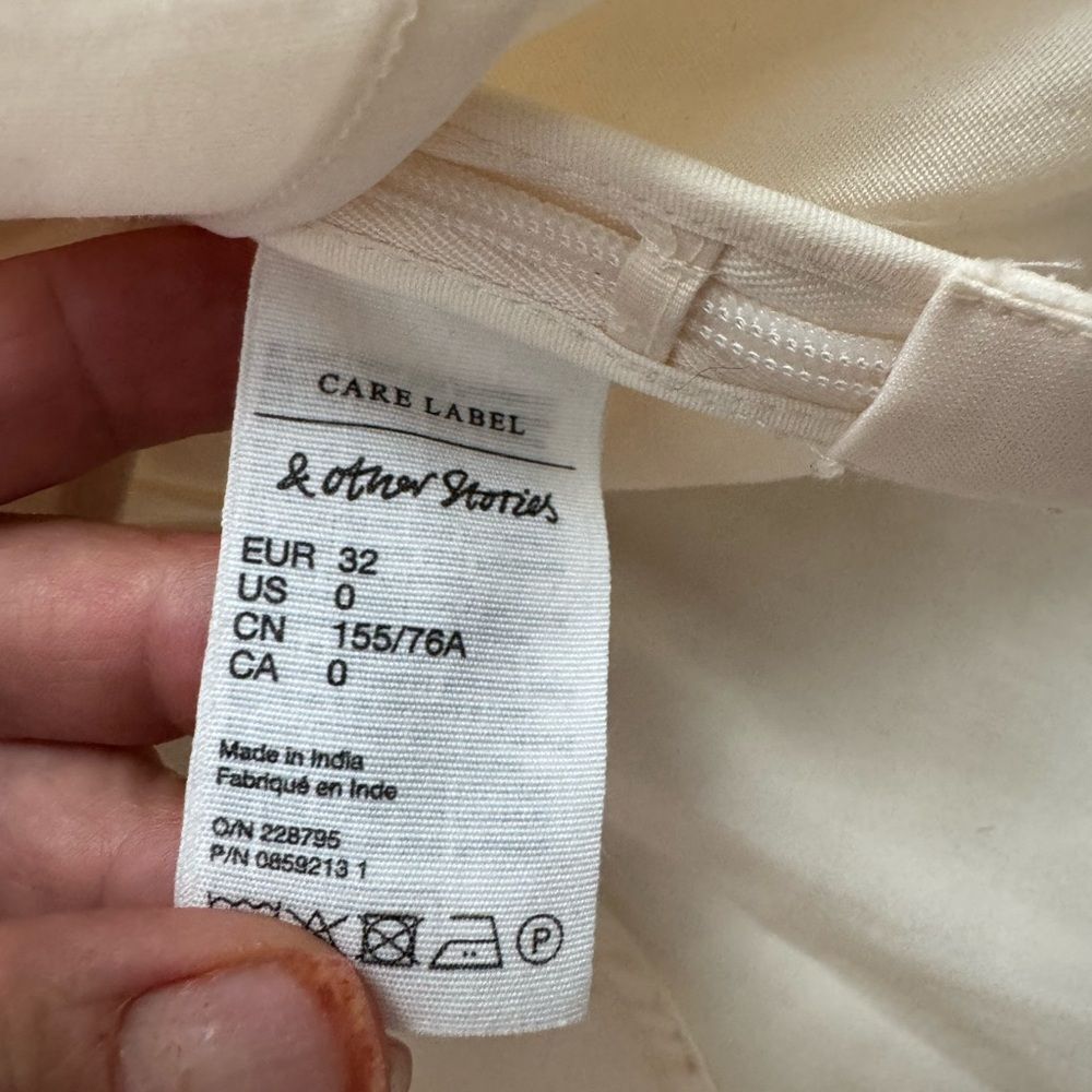 & Other Stories Cream Square Neck Button-Up Blouse Size 0 - Picture 8 of 11
